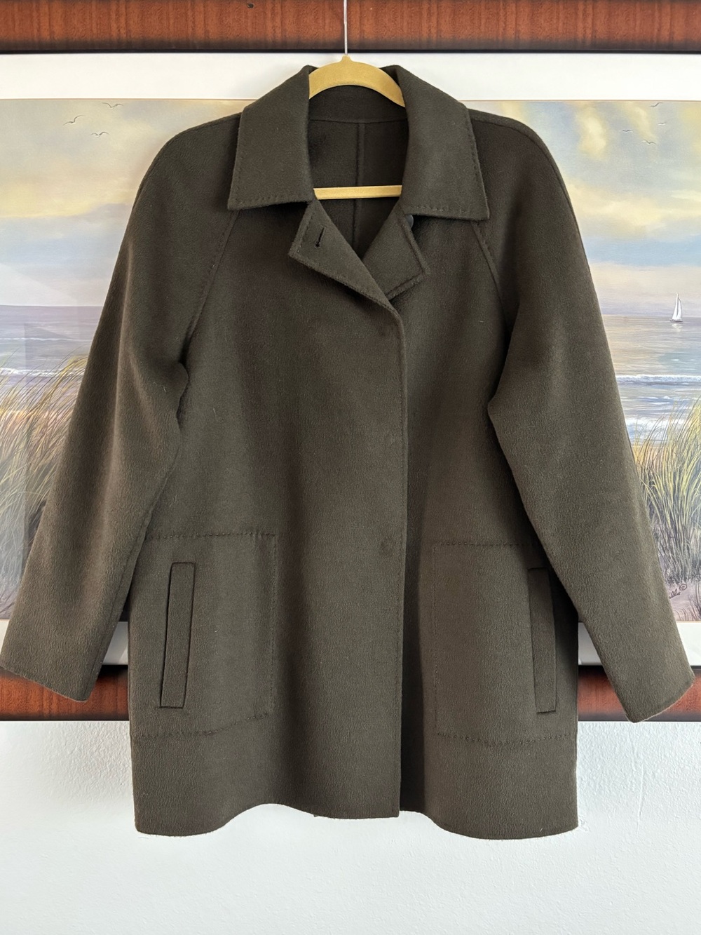 Jarbo Wool Angora Coat Olive Green Size 2